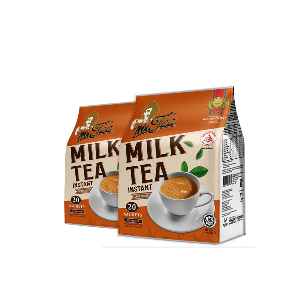 TWO PACKS MR TEA HEALTHIER LOW SUGAR NON DAIRY MILK TEA 20 SACHETS PER PACK