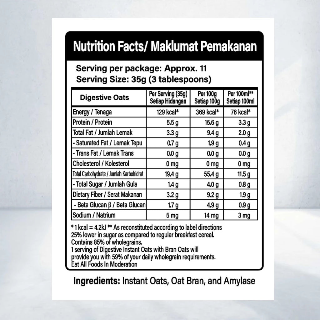 Digestive Instant Oats with Oat Bran 400g