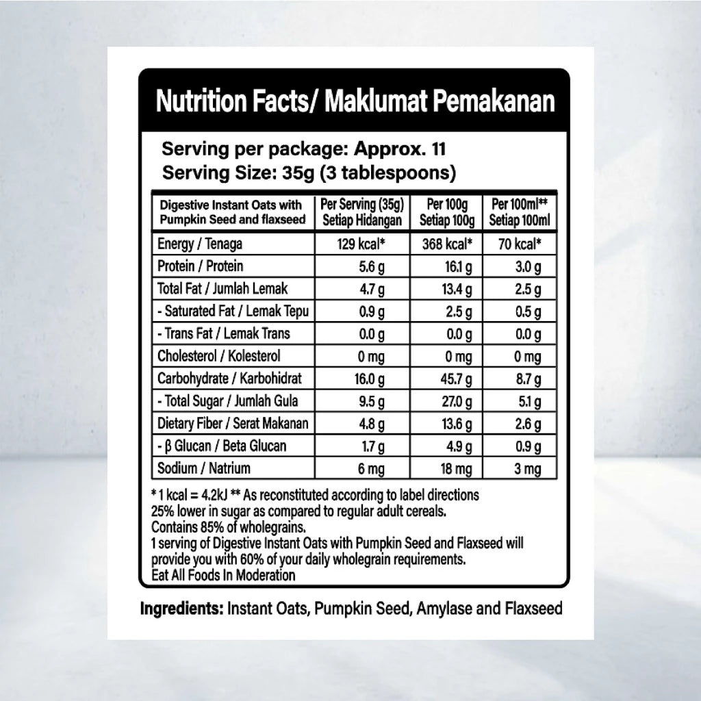 Digestive Instant Oats with pumpkin seed and flaxseed 400g