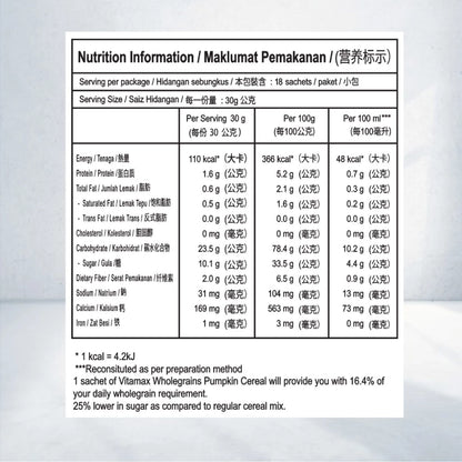 Vitamax Instant Cereal-Pumpkin 18s x 2pkts