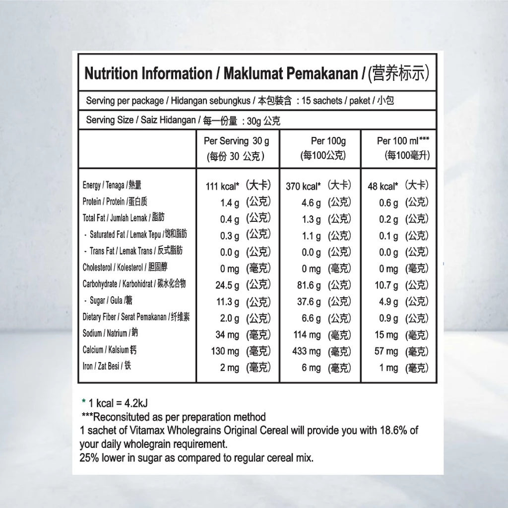 Vitamax Instant Cereal-Original 18s x2pkts