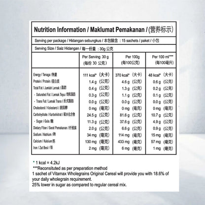 Vitamax Instant Cereal-Original 18s x2pkts
